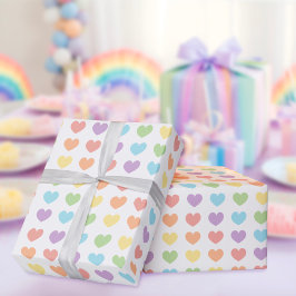 Pastel Rainbow Hearts Presentpapper