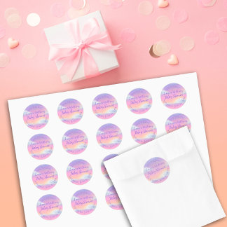 Pastel Rainbow Himmel Baby Shower Runt Klistermärke