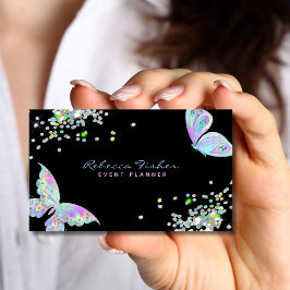 Pastel Rainbow Holografik Iridescent Butterfly Visitkort