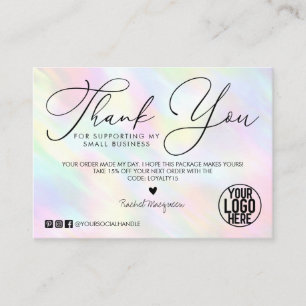 Pastel Rainbow Holografisk Tack Visitkort