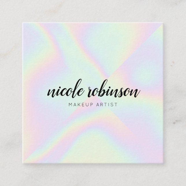 Pastel rainbow holophy, modern makeup artist fyrkantigt visitkort (Framsida)