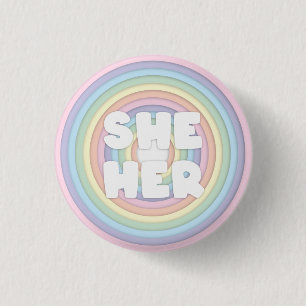 Pastel Rainbow Hon/Hennes Pronouns Knapp
