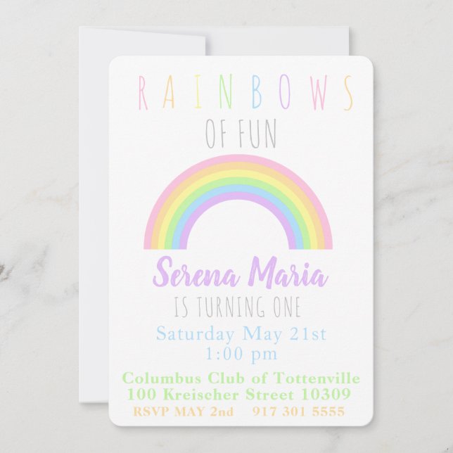 Pastel Rainbow Invitation Inbjudningar (Framsida)