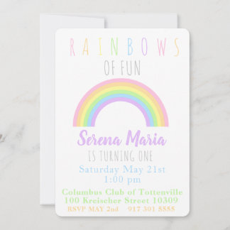 Pastel Rainbow Invitation Inbjudningar