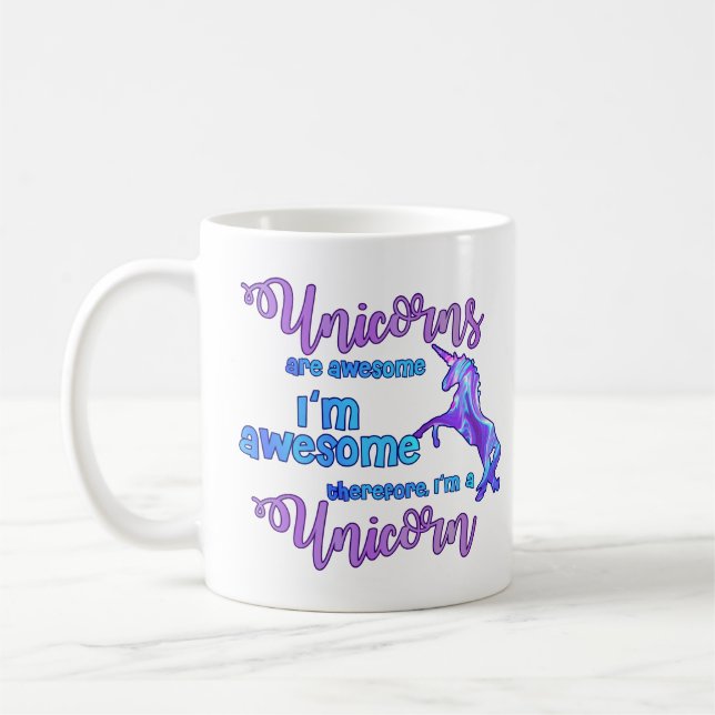 Pastel Rainbow, jag är en Unicorn Kaffemugg (Vänster)