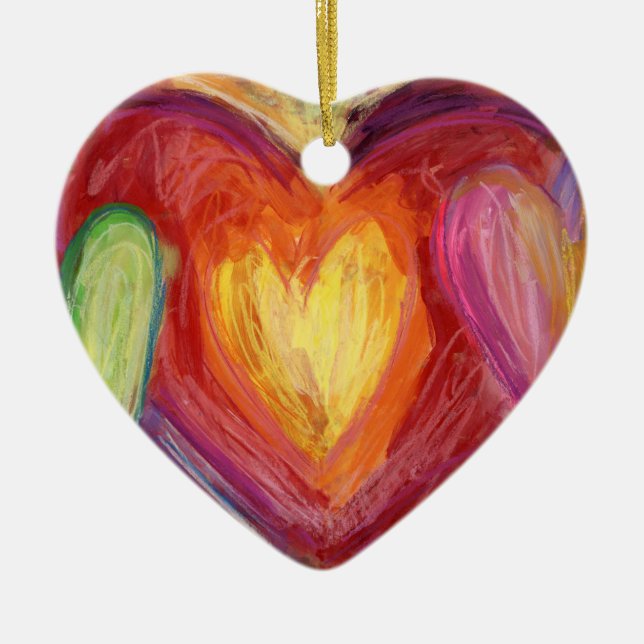 Pastel Rainbow Kärlek Hearts Helgdag Gift Ornament (Framsidan)