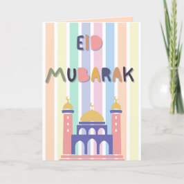 Pastel Rainbow Kids Eid Mubarak Eid FolCard Meddelande