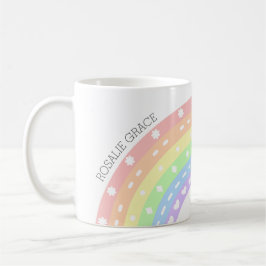 Pastel Rainbow Kids Namn Mugg - Girls Personlig