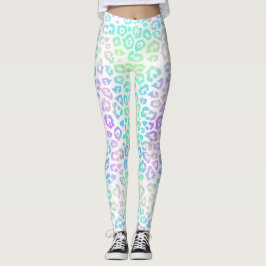Pastel Rainbow Leopard Mönster Leggings