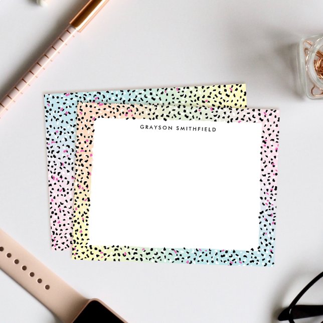 Pastel Rainbow Leopard Personal Stationery Card Inbjudningar (pretty pastel rainbow gradient and leopard print personal stationery note cards)