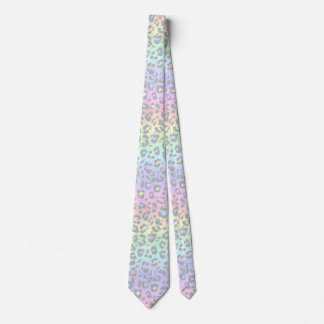 Pastel Rainbow Leopard Print Neck Tie Slips