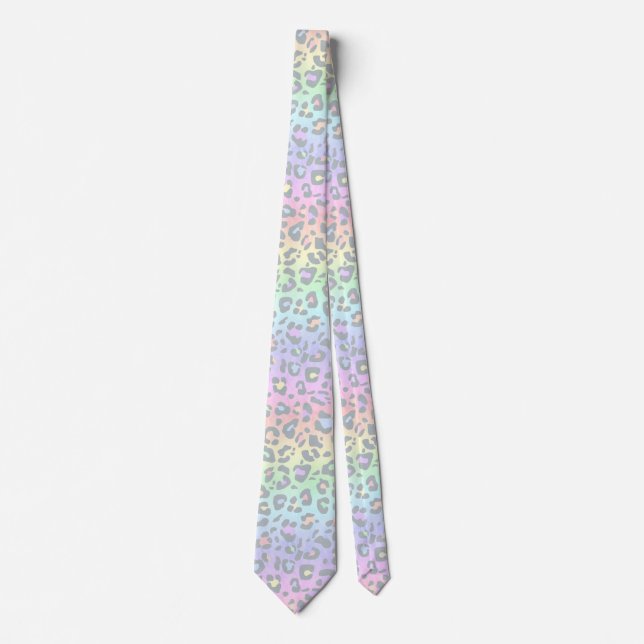 Pastel Rainbow Leopard Print Neck Tie Slips (Framsida)