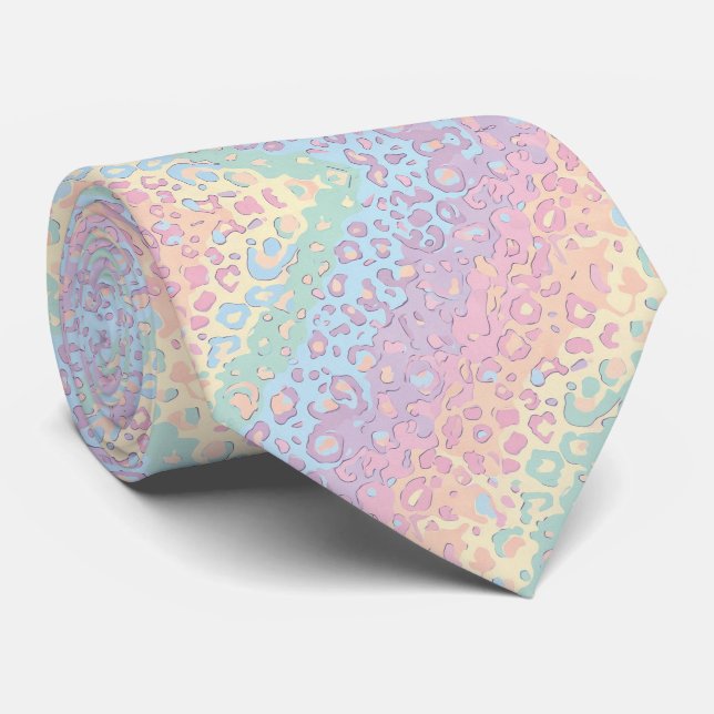 Pastel Rainbow Leopard Print Neck Tie Slips (Rullad)