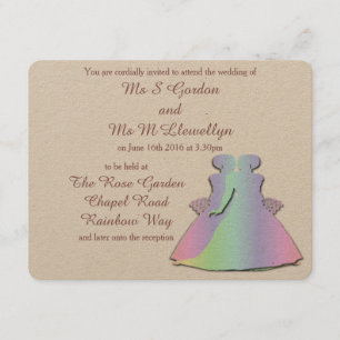 Pastel Rainbow Lesbisk Brides bröllopsinbjudning Inbjudningar