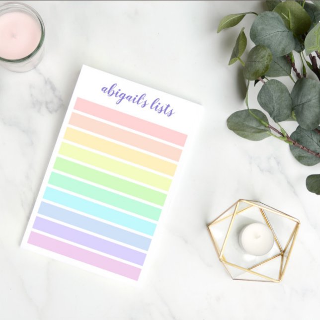 Pastel Rainbow-lista - anpassat namn Post-it Block (Skapare uppladdad)