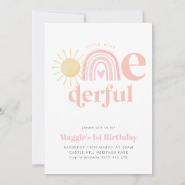 Pastel Rainbow Little Miss ONEderful 1st Birthday Inbjudningar