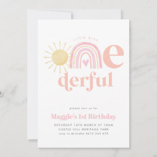 Pastel Rainbow Little Miss ONEderful 1st Birthday Inbjudningar