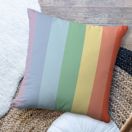 Pastel Rainbow Lodrät Rand Kudde