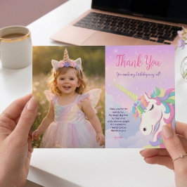 Pastel Rainbow Magical Birthday Thank You Card Julkort
