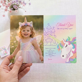 Pastel Rainbow Magical Birthday Thank You Card Julkort