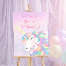 Pastel Rainbow Magical Unicorn Welcome Sign Fototryck