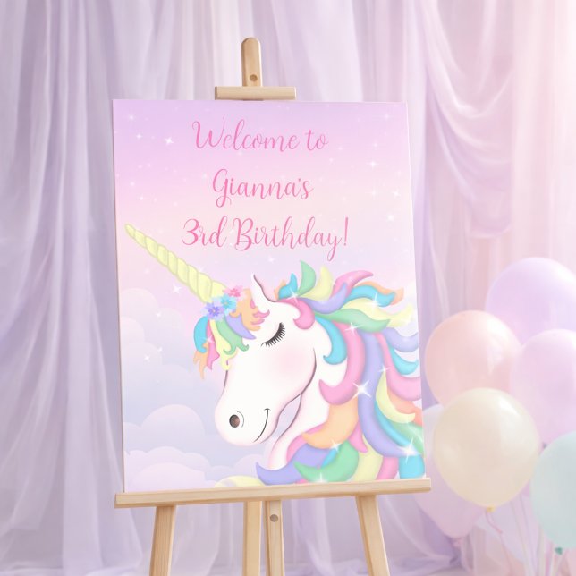 Pastel Rainbow Magical Unicorn Welcome Sign Fototryck (Skapare uppladdad)