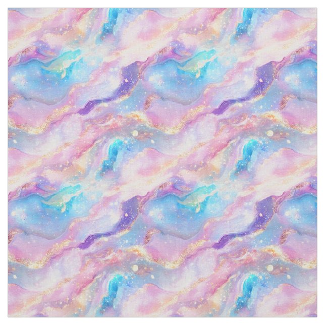 Pastel Rainbow Marble med Guld Glitter Tyg (Provkarta)