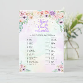 Pastel Rainbow matchar Baby djur-spelkortet Inbjudningar