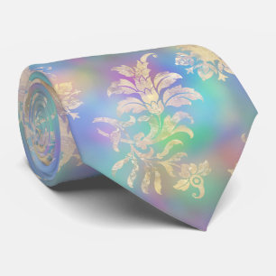 Pastel Rainbow med Guld Flourish Neck Tie Slips