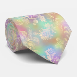 Pastel Rainbow med Guld Flourish Neck Tie Slips