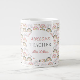 Pastel Rainbow med Heart Mönster Fantastisk Lärare Jumbo Mugg