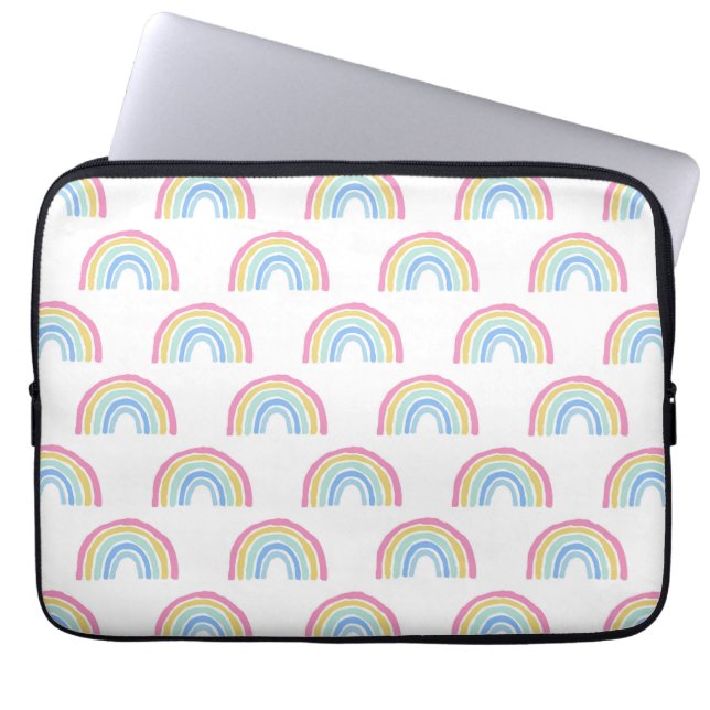 Pastel Rainbow Mönster Laptop Fodral (Framsidan)