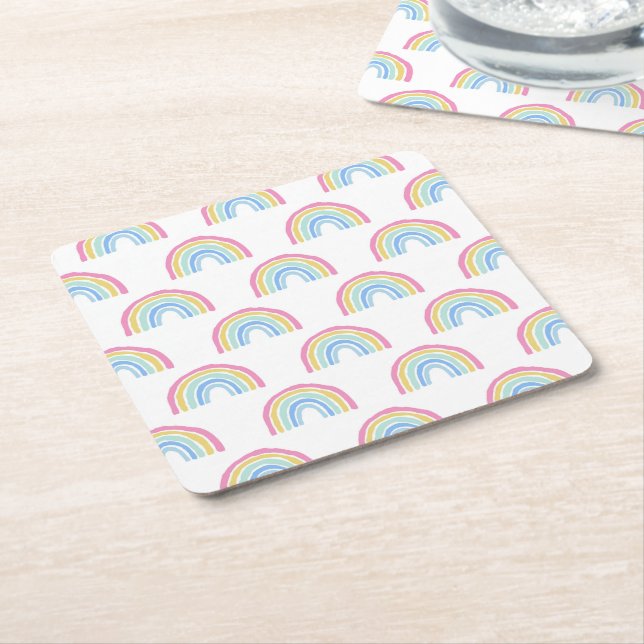 Pastel Rainbow Mönster Underlägg Papper Kvadrat (Vinklad)