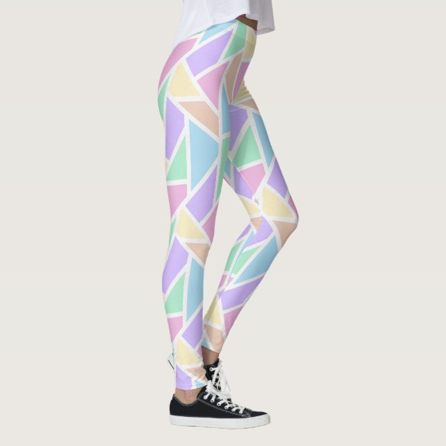 Pastel rainbow mosaic mönster leggings (Höger)