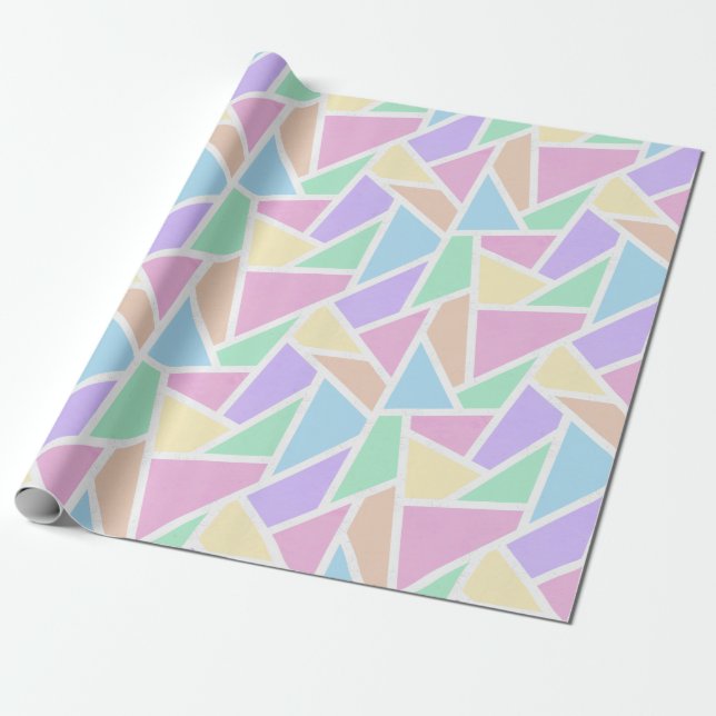 Pastel rainbow mosaic mönster presentpapper (Utrullad)
