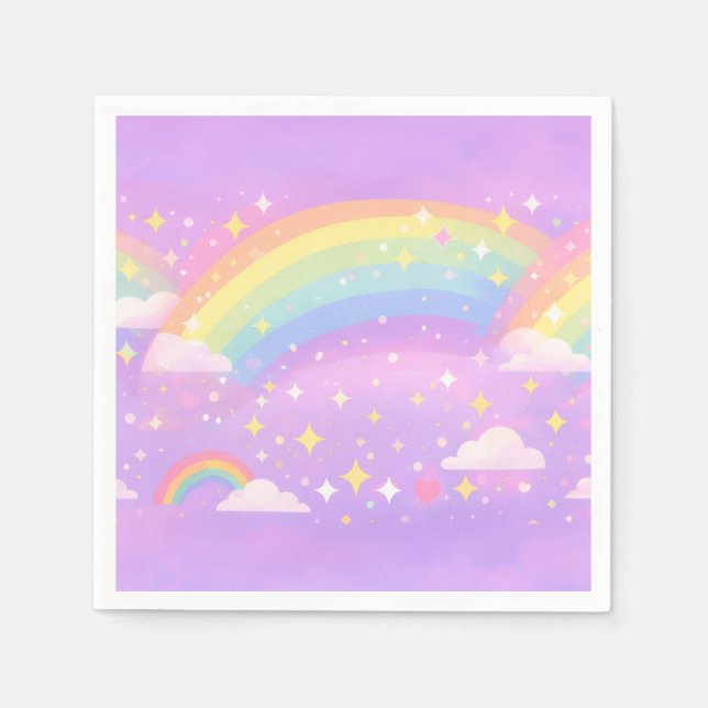 Pastel Rainbow Neurodivergent Party Napkins Pappersservett (Framsidan)