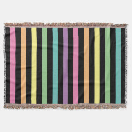 Pastel Rainbow och Black Rand Mönster Filt