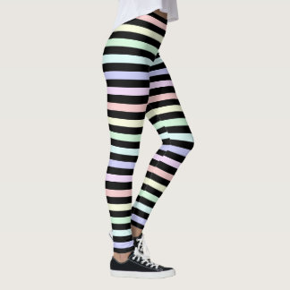 Pastel Rainbow och Black stripe Leggings