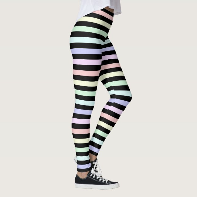 Pastel Rainbow och Black stripe Leggings (Höger)