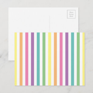 Pastel Rainbow och White Rand Mönster Vykort