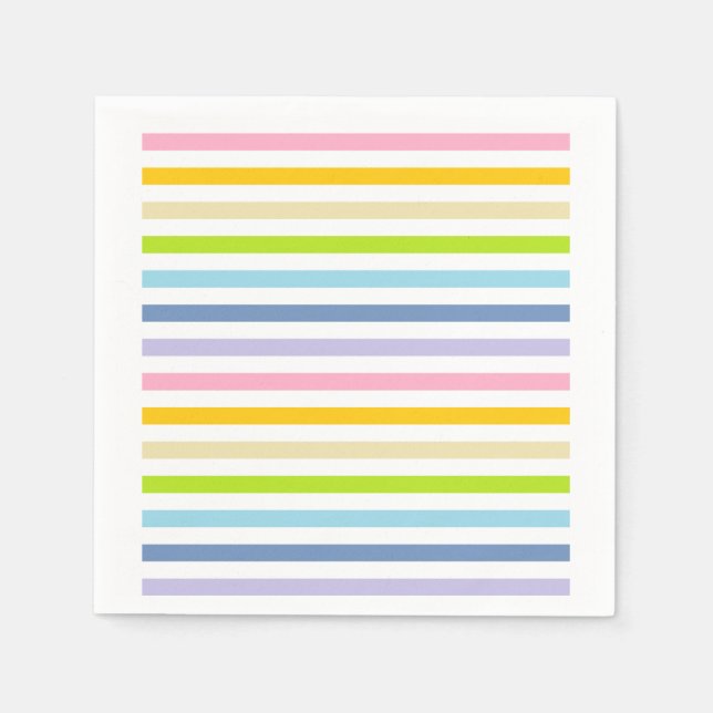 Pastel Rainbow och White Rand Pappersservett (Framsidan)