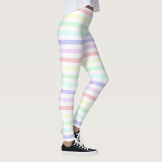 Pastel Rainbow och White stripe leggings