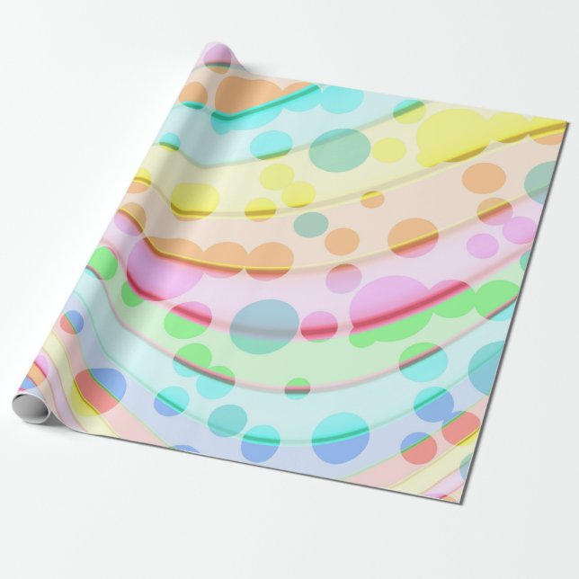 Pastel Rainbow of Rosett band and Bubbles Presentpapper (Utrullad)
