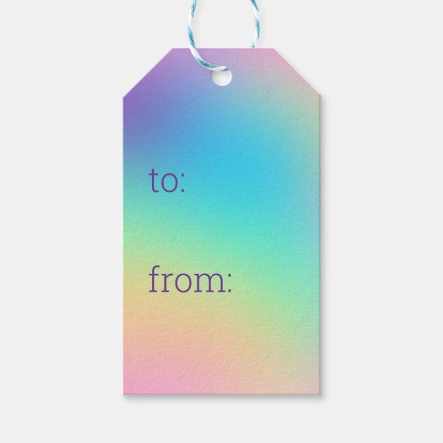 Pastel Rainbow Ombre Aesthetic Märkres Presentetikett (Framsidan)