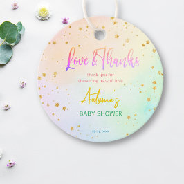 Pastel rainbow ombre babydusch personlig gåvor etiketter
