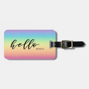 Pastel Rainbow Ombre Chic Hej Personlig Bagagebricka