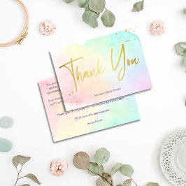Pastel rainbow ombre guld glitter babydusch tack kort