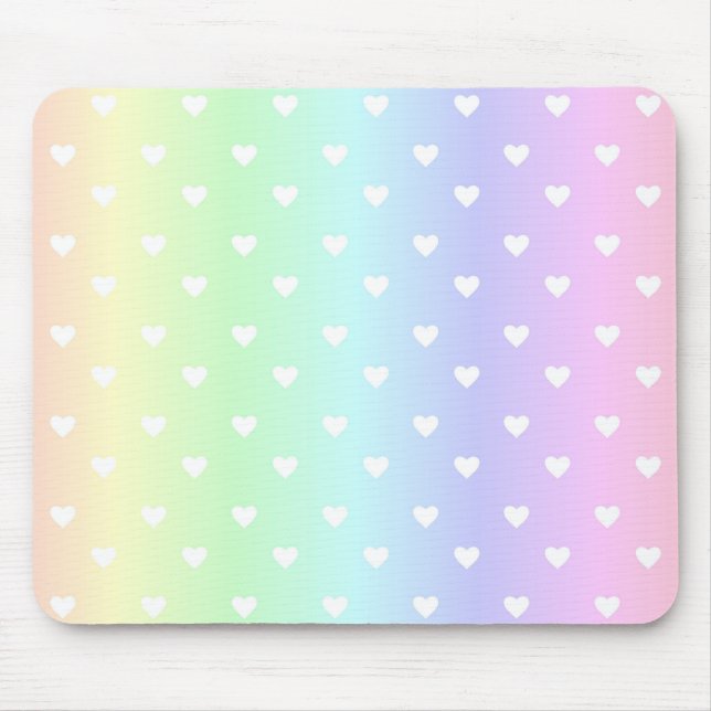 Pastel Rainbow Ombre Hearts Mönster Musmatta (Framsidan)
