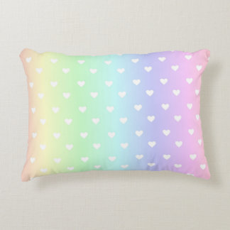 Pastel Rainbow Ombre Hearts Mönster Prydnadskudde