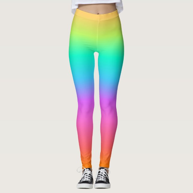 Pastel Rainbow Ombre-övertoning Leggings (Framsida)